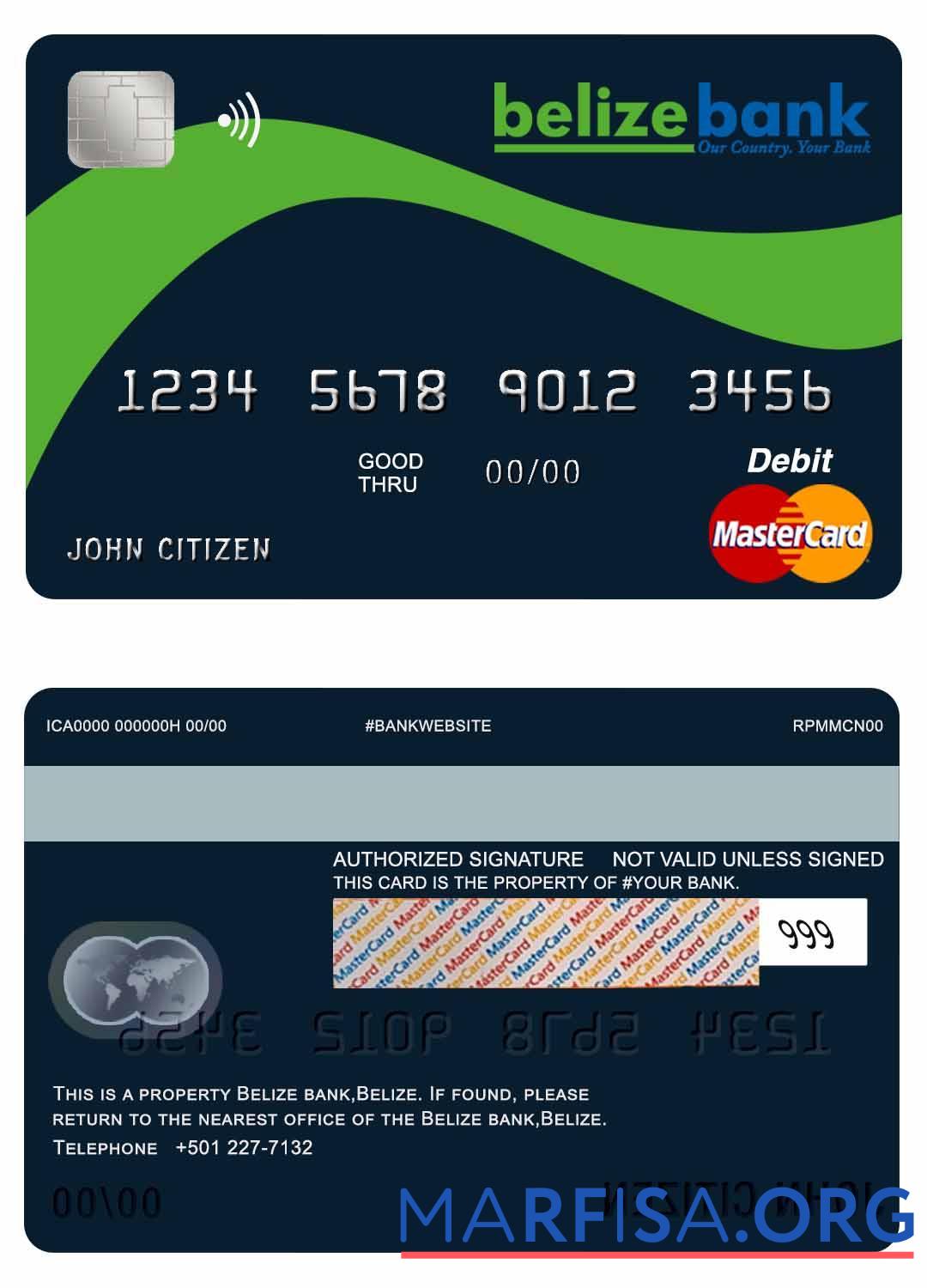 Blank Belize Belize bank mastercard real example